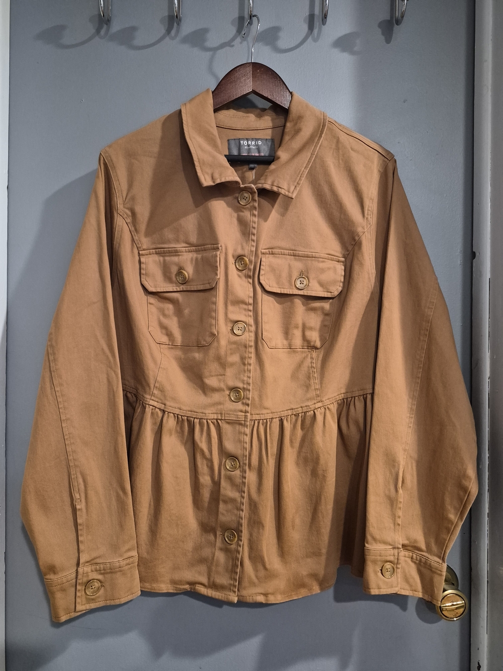 Torrid Peplum Utility Jacket - Tobacco Brown